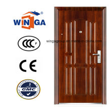 Polish Brown Color Entrance Security Metal Steel Door (W-S-124)
